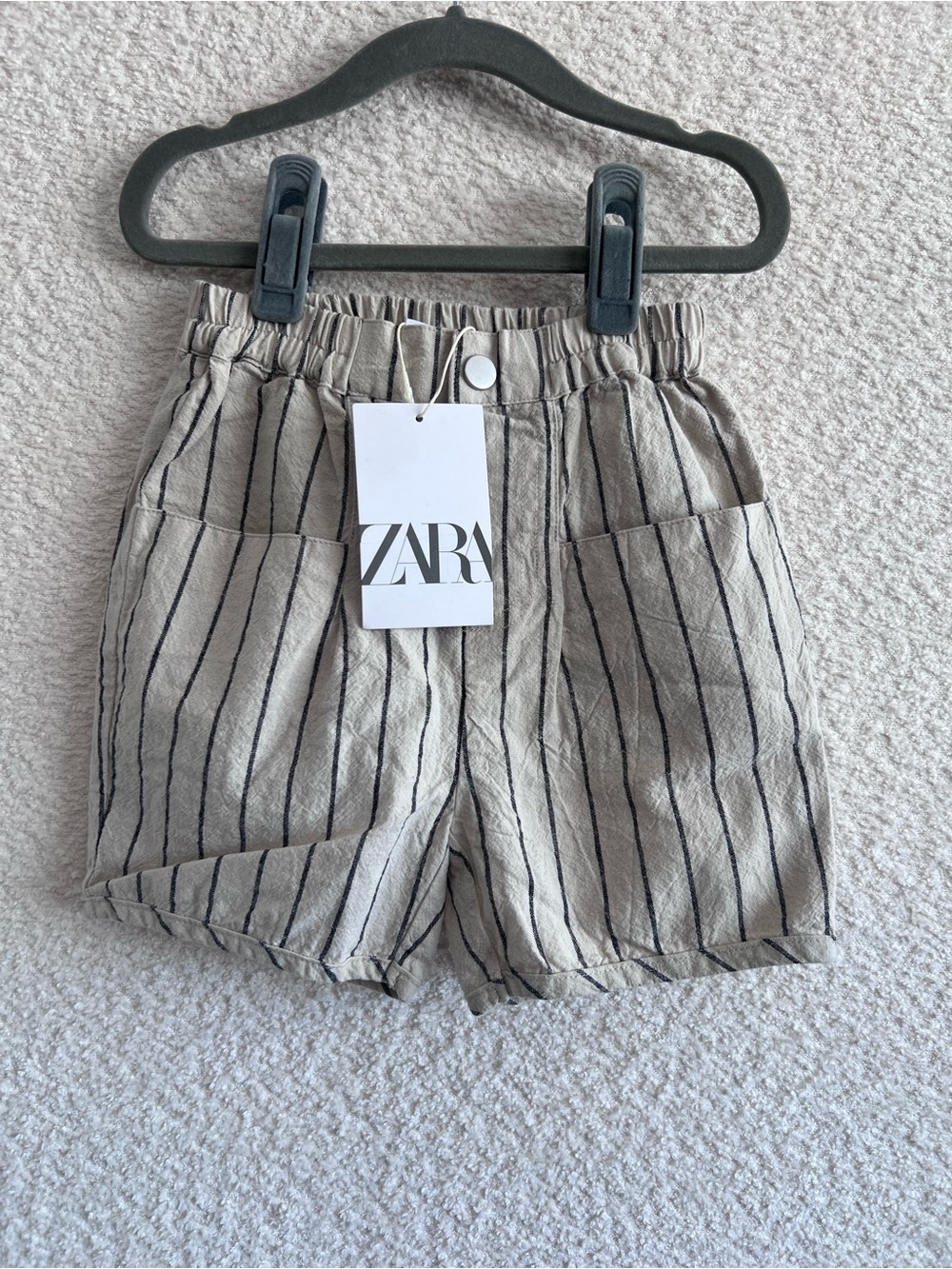 Zara NWT Toddler Stripe Neutral Cream Shorts Size 2-3 Years